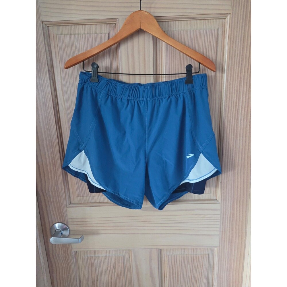 Brooks Men's Chaser 2 in 1 Shorts 5 Inch Inseam Blue Lined Large Running